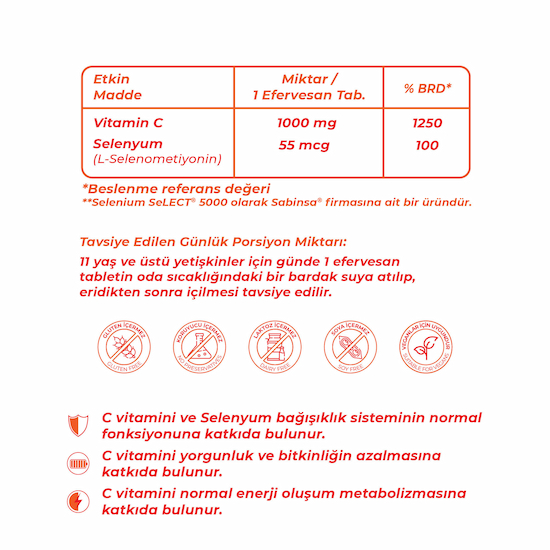 Wellcare Vitamin C 1000 mg ve Selenyum 55 mcg 15 Efervesan Tablet
